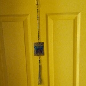 Elegant Blue and Silver Hanging Art 19" Long